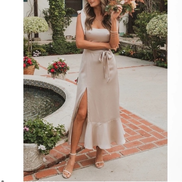 Show Me Your MuMu Dresses & Skirts - Mumu Claire Midi Dress M NWT | Show Me The Ring Luxe Satin Bridesmaid